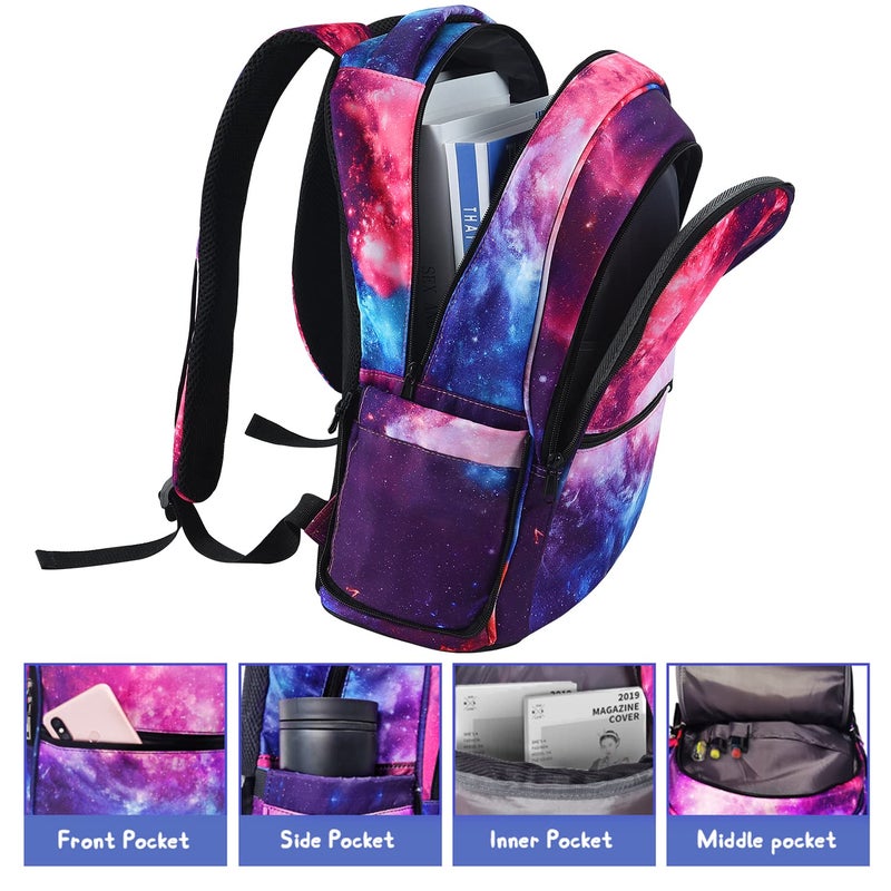 E-Clover Galaxy Backpack for Girls Kids Backpacks with Lunch Box Set School Bag for Elementary Kindergarten Purple Space - Image 5